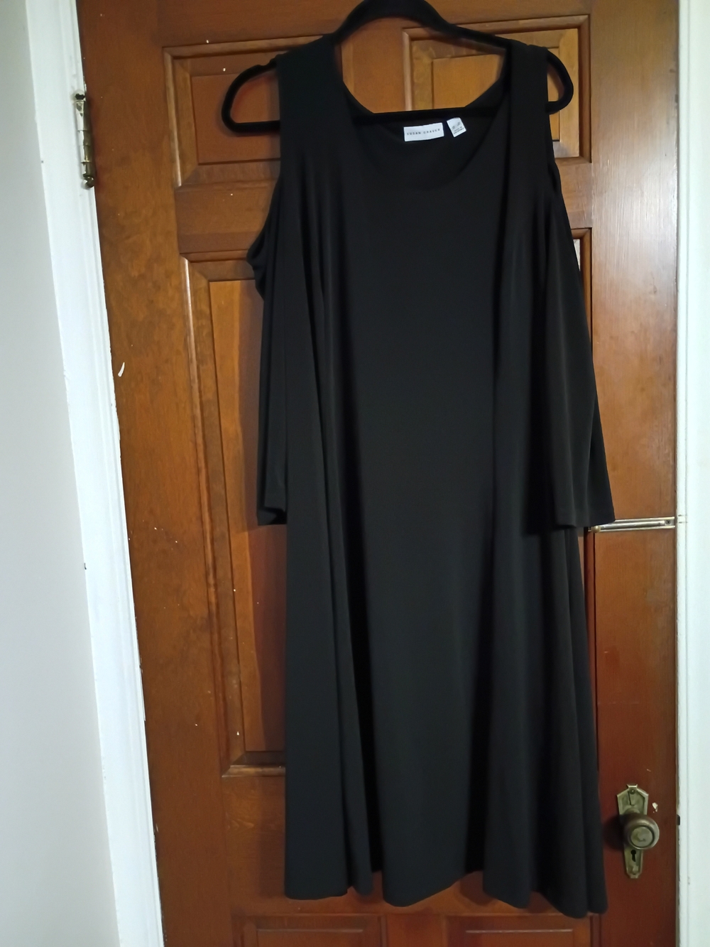 Susan Graver Black Cold-Shoulder A-Line Dress Size 3X